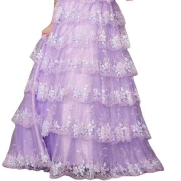 NWT Juliet Dresses JT2454K Tulle Prom Dres Lilac Size 2XL - Picture 2 of 6